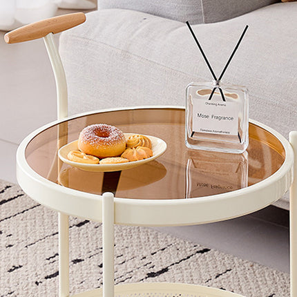 Movable Side Table Rolling Caster Wheels 2 Tier for Living Room Bedroom Office