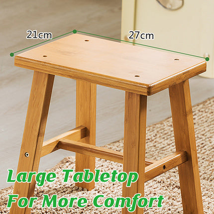 Portable Simple Wooden Stool Natural Wood Color Lightweight Sturdy Space Saving
