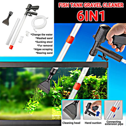 6In1 Fish Tank Cleaner Water Changer Pump Pipe Semi-automatic Cleaning Aquarium