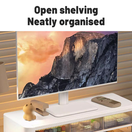 Desktop Monitor Stand Riser 54x21x15cm 3 Drawer Storage White Black for Office