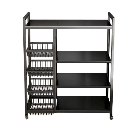 4 Tier Moveable Kitchen Storage Rack with Wheels Stable Structure Space Saving