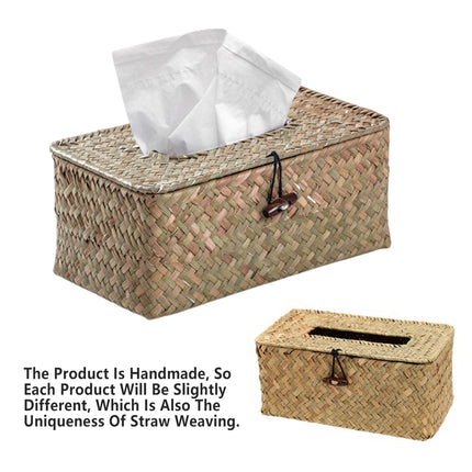 Handmade Woven Tissue Box Natural Material Storage Basket Living Room Decor