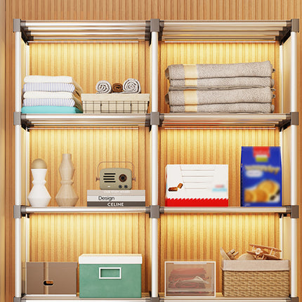 5 Tier Double Row Bookshelf Storage Rack with Doors Dustproof for Home Office