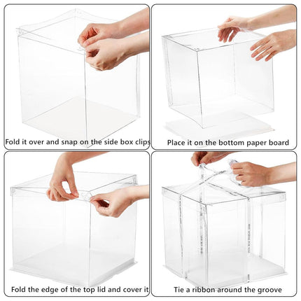 50pcs Transparent Cake Packaging Box Bakery Cake Boxes Plastic Packing Boxes
