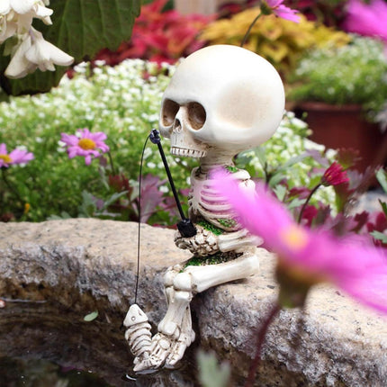 Skeleton Fishing Ornament Decorative Flower Pot Decoration for Home or Garden