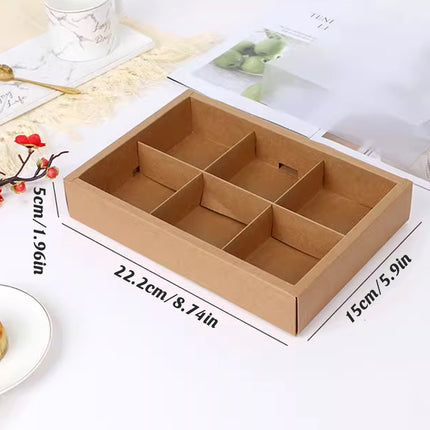 Kraft Paper Mooncake Gift Box 6 Compartment 50pcs Bakery Pastry Packaging Box