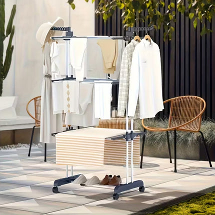 3-Tier Rolling Towel Storage Rack with Wheels Foldable Space Saving Durable Home