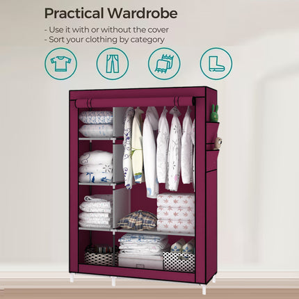 Simple Steel Frame Wardrobe with Non-Woven Fabric Cover for Clothes Storage Use
