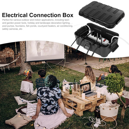 Black Large Square Junction Box Outdoor Moisture Proof Line Protection Box