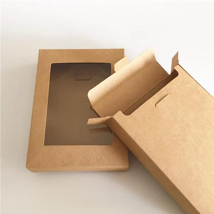 50PCS Kraft Paper Gift Boxes with PVC Window White Black Bakery Packaging Carton