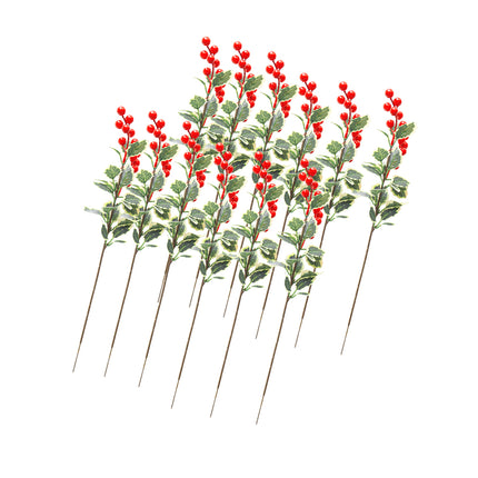 12PCS Artificial 7-Fork Red Berry Decorative Flowers for Christmas Home Party