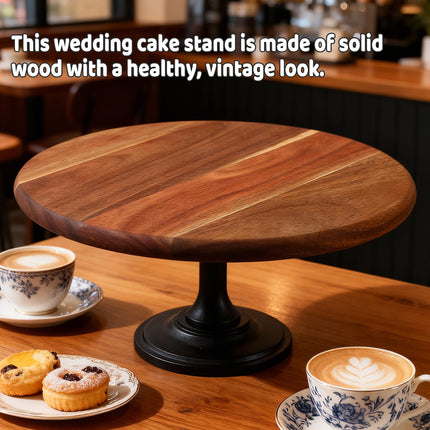 Wooden Cake Display Stand 11.8 Inch Round Aesthetic for Dessert Party Wedding