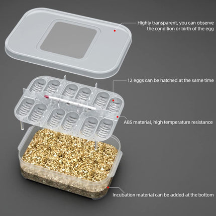 Lizard Hatching Box 12 Holes Reptile Egg Incubator Clear Container for Breeding