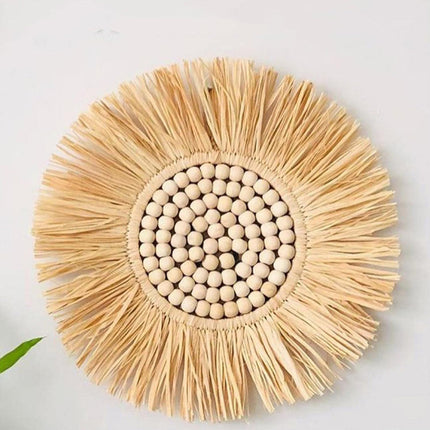 Boho Woven Macrame Wall Hanging Small Round Decor Circular Home Art Accent Use