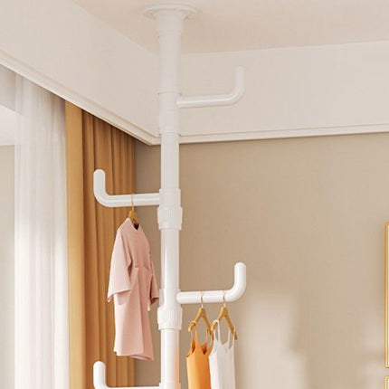 Indoor Floor Standing Telescopic Coat Rack with 6 Hooks Space Saving Daily Use