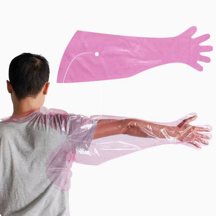 50pcs Clear Long Arm Glove Plastic Farm Glove Disposable Vet Glove Midwifery