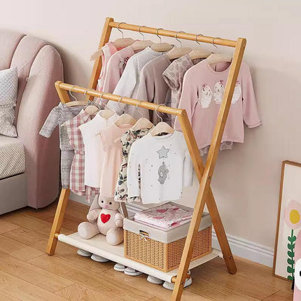 Folding Clothes Hanger Indoor Floor Bedroom Garment Rack Simple Hanging Stand