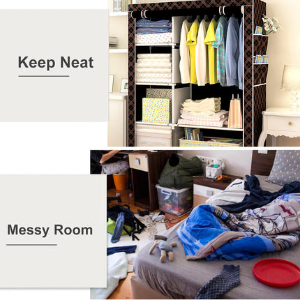 Simple Steel Frame Wardrobe Sturdy Dust-Proof for Clothes Hat Coat Storage Use