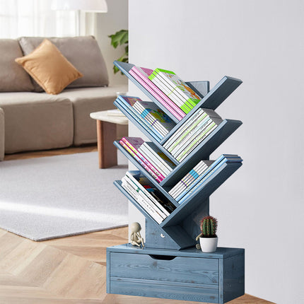 Bookshelf Display Shelf Book Storage Rack Wood Bookcase Drawer Durable Aesthetic