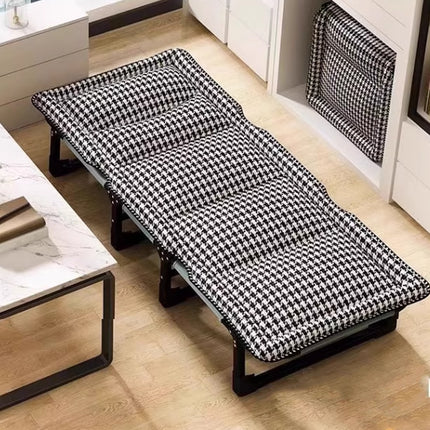 Portable Folding Bed with Adjustable Backrest and Houndstooth Fabric 190x75cm