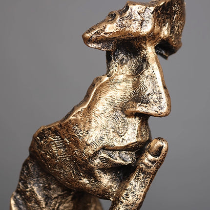 Abstract Half-Face Resin Sculpture with Distressed Metallic Finish