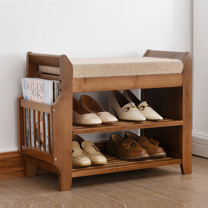Sitting Shoe Cabinet Shoe Changing Bench Sturdy Bamboo Material Space Saving