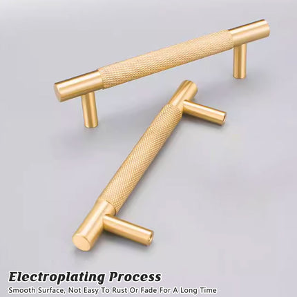 Light Luxury Cabinet Handle Full Copper Gold Straight Knurled Drawer Door Pull