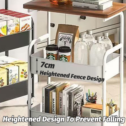 Multi Layer Coffee Table Sturdy Rolling Caster Wheels Versatile Home Storage Use