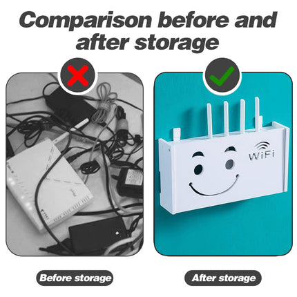 No Drill Wall Mounted Router Storage Box Cable Organizer for WiFi Router Use