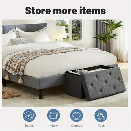 Multifunctional Living Room Storage Stool Large Capacity Foldable Space Saving