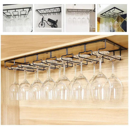 8/7/6/5/4/3 Slots Wine Glass Rack Holder Hanger Hanging Bar Storage Drying Rack - Aimall