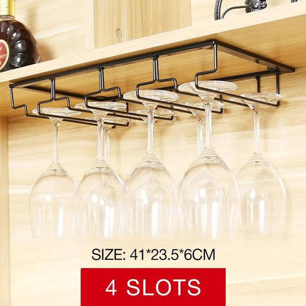 8/7/6/5/4/3 Slots Wine Glass Rack Holder Hanger Hanging Bar Storage Drying Rack - Aimall