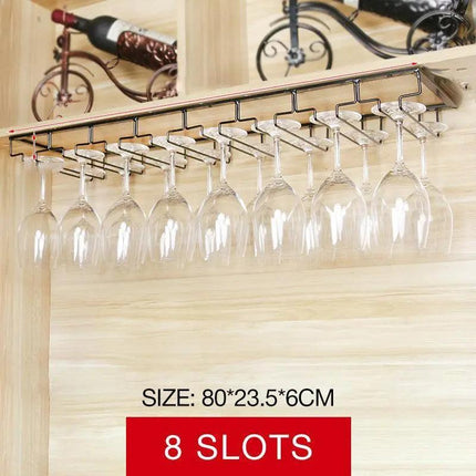 8/7/6/5/4/3 Slots Wine Glass Rack Holder Hanger Hanging Bar Storage Drying Rack - Aimall