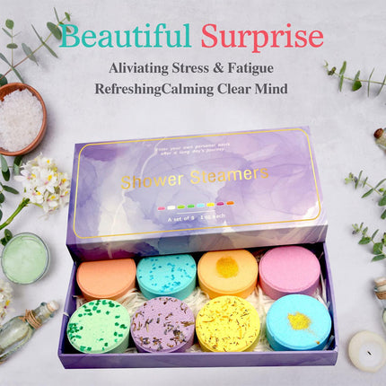 Aromatherapy Shower Tablets 8 Pack Gift Box Relaxing Scented Shower Steamers