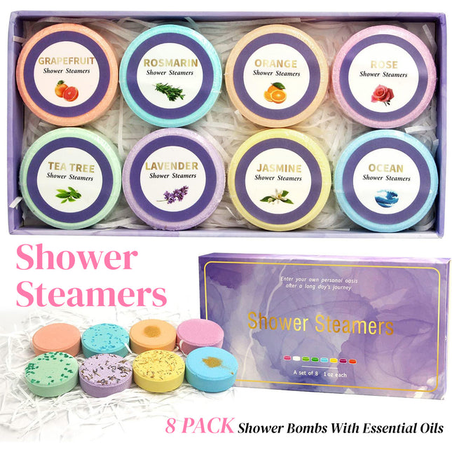 Aromatherapy Shower Tablets 8 Pack Gift Box Relaxing Scented Shower Steamers