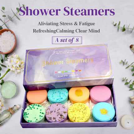 Aromatherapy Shower Tablets 8 Pack Gift Box Relaxing Scented Shower Steamers