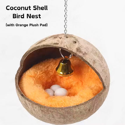 Coconut Shell Bird Nest Hammock Parrot Hanging Nest Natural Cage Pet Shelter