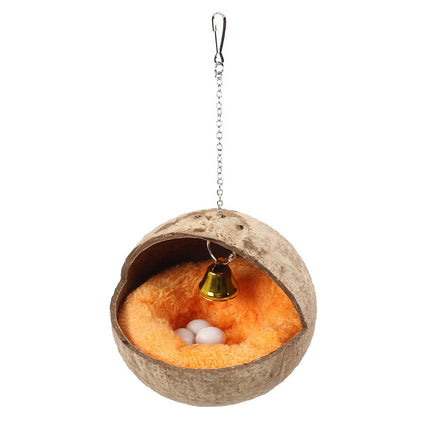 Coconut Shell Bird Nest Hammock Parrot Hanging Nest Natural Cage Pet Shelter