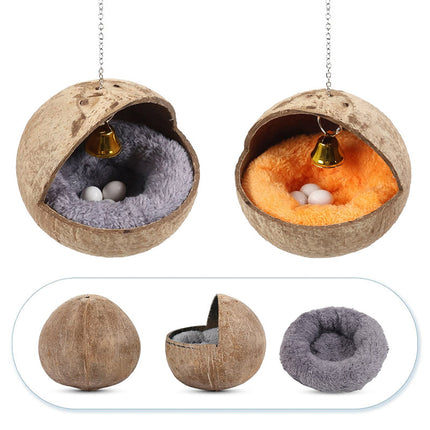 Coconut Shell Bird Nest Hammock Parrot Hanging Nest Natural Cage Pet Shelter