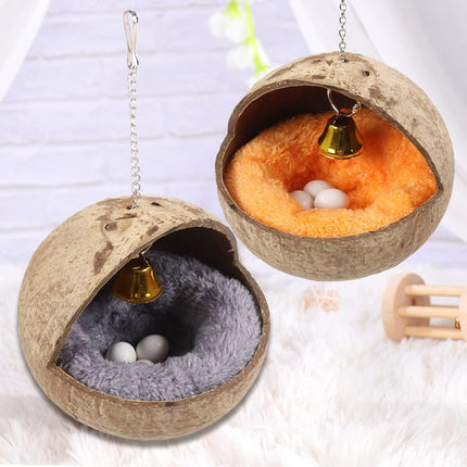Coconut Shell Bird Nest Hammock Parrot Hanging Nest Natural Cage Pet Shelter