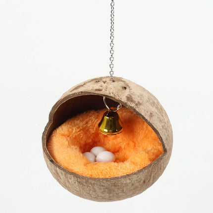 Coconut Shell Bird Nest Hammock Parrot Hanging Nest Natural Cage Pet Shelter