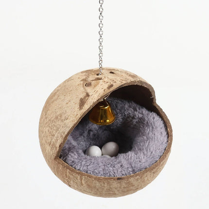 Coconut Shell Bird Nest Hammock Parrot Hanging Nest Natural Cage Pet Shelter