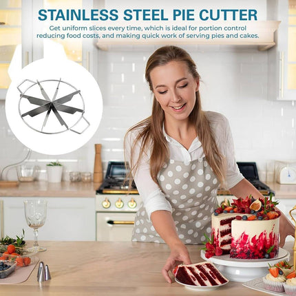 8 Slice Stainless Steel Cake Cutter Round Pizza Divider Baking Portion Tool