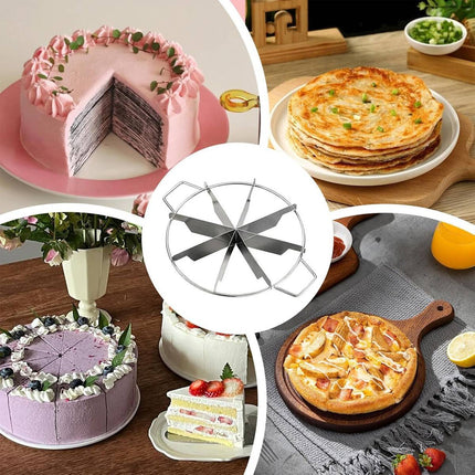 8 Slice Stainless Steel Cake Cutter Round Pizza Divider Baking Portion Tool