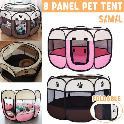 Pet Fence Indoor Cat Dog Tent Octagonal Fence Portable Foldable Cage Kennel