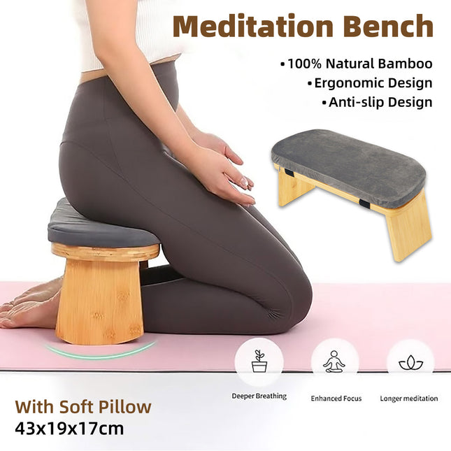 Folding Meditation Bench With Velvet Cushion Portable Yoga Bench Kneeling Stool