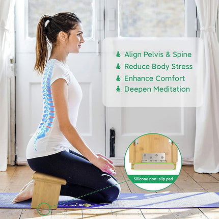 Folding Meditation Bench With Velvet Cushion Portable Yoga Bench Kneeling Stool