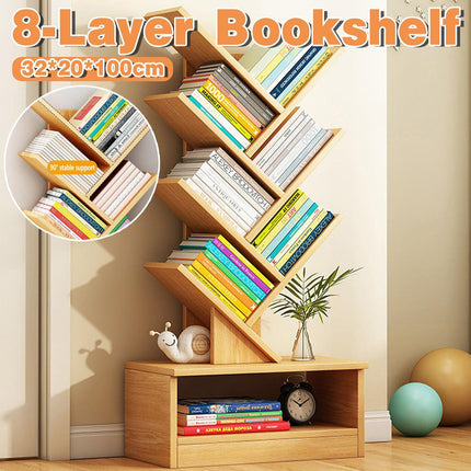 8 Shelf Tree Display Bookshelf Book Storage Rack Modern Bookcase for Home Office