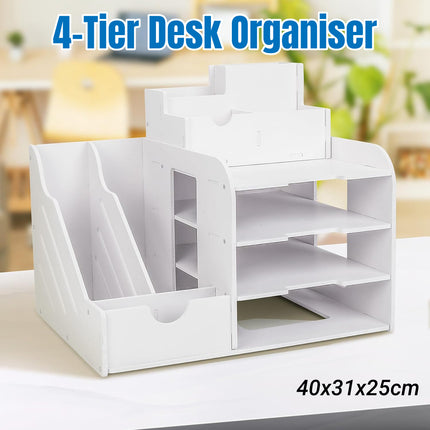 4 Tier Desktop File Organizer for Office Home Desk Stationery Storage Sturdy