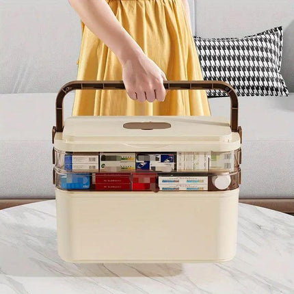 Household Medicine Box 3 Layer Plastic Portable First Aid Storage Organizer Case